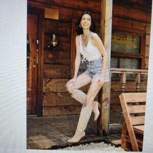 iiimmu Beige Western Boots. NIB. Faux Suede. Size 9.5